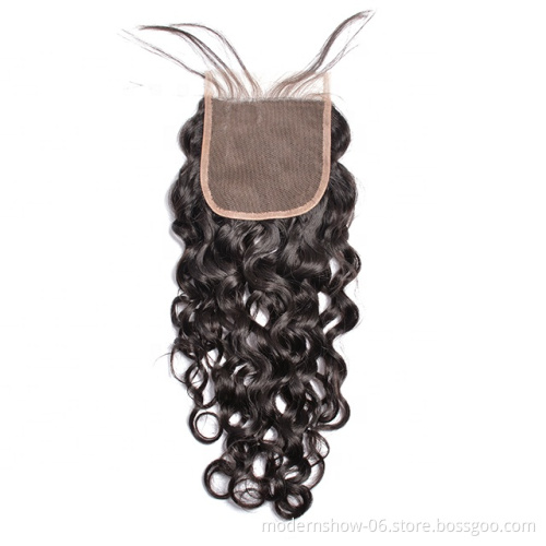 Wet and wavy virgin brazilian human hair bundles,water wave mink bundle hair with lace closure